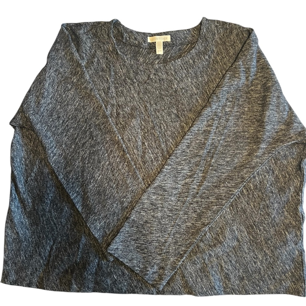 Eileen Fisher Cotton/wool black/ Gray Women's sweater M like new - Picture 2 of 6
